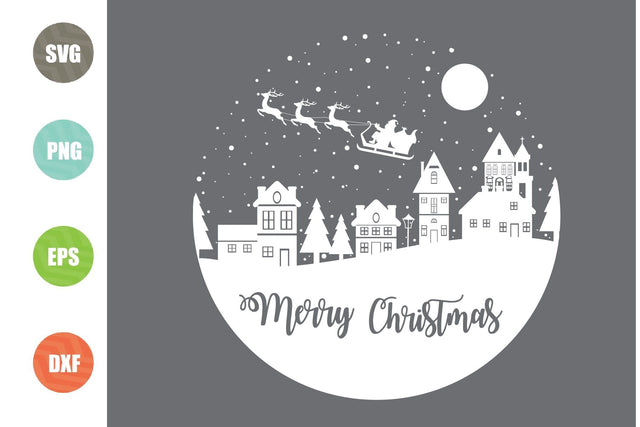 Christmas Scene Svg, Christmas Scene with Santa svg, Christmas svg SVG Artstoredigital 