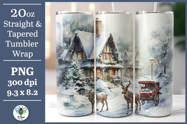 Christmas Scene Tumbler Wrap Sublimation B Renee Design 