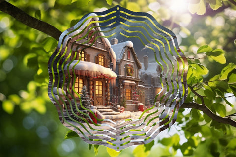 Christmas Scene Wind Spinner Sublimation Round PNG Design SVG OrangeBrushStudio 