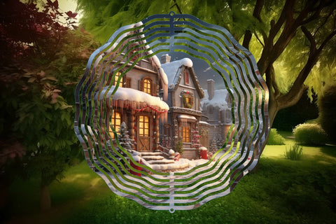 Christmas Scene Wind Spinner Sublimation Round PNG Design SVG OrangeBrushStudio 