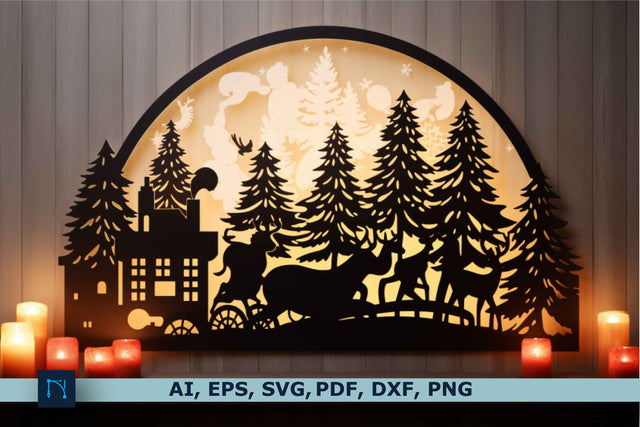 Christmas Scene With Santa" SVG/Cut File SVG MD JOYNAL ABDIN 