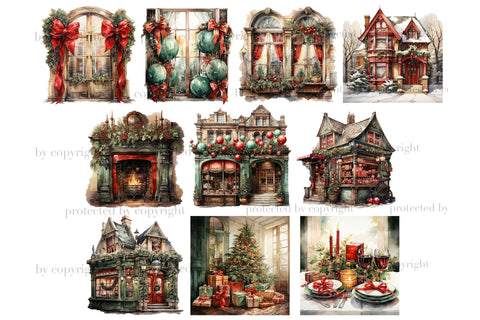 Christmas Scenes Clipart PNG | Winter House Illustration SVG GlamArtZhanna 