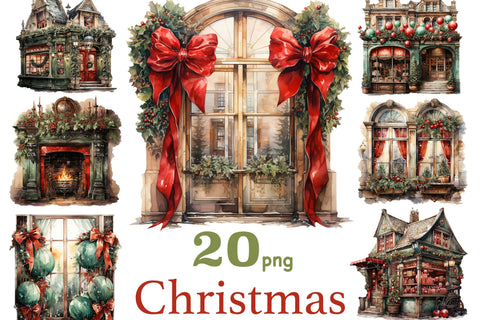 Christmas Scenes Clipart PNG | Winter House Illustration SVG GlamArtZhanna 