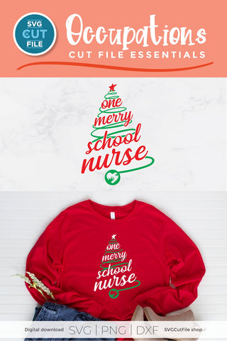 Christmas School Nurse svg, One Merry School Nurse svg SVG SVG Cut File 