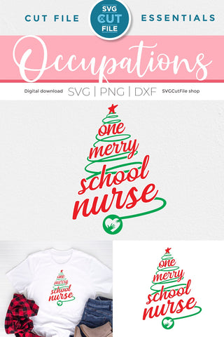 Christmas School Nurse svg, One Merry School Nurse svg SVG SVG Cut File 