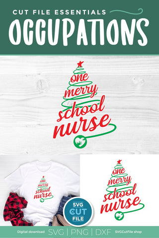 Christmas School Nurse svg, One Merry School Nurse svg SVG SVG Cut File 