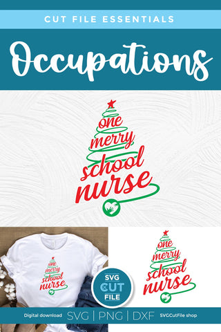 Christmas School Nurse svg, One Merry School Nurse svg SVG SVG Cut File 