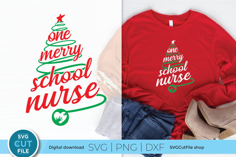 Christmas School Nurse svg, One Merry School Nurse svg SVG SVG Cut File 