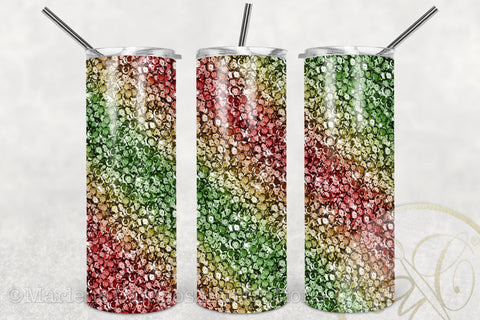 Christmas Sequins Skinny Tumbler Sublimation /Gold, Red, Green Sublimation Marlene Campos 