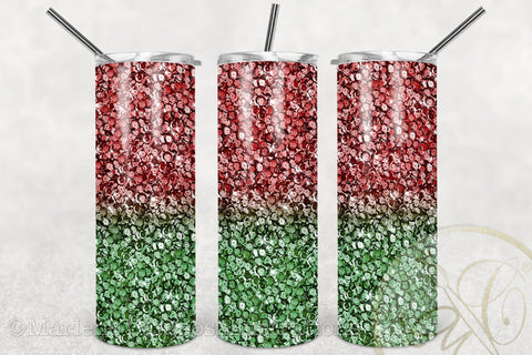 Christmas Sequins Skinny Tumbler Sublimation / Red and Green Sublimation Marlene Campos 