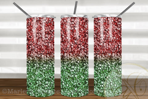 Christmas Sequins Skinny Tumbler Sublimation / Red and Green Sublimation Marlene Campos 
