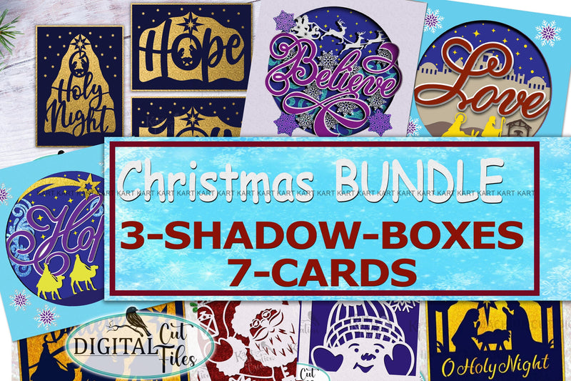 Red Shadow File Cards Christmas Shadow box/cards bundle svg - So Fontsy