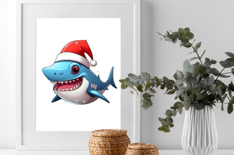 Christmas shark Clipart Bundle Sublimation Regulrcrative 