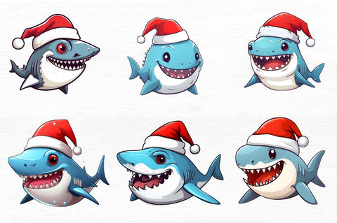 Christmas shark Clipart Bundle Sublimation Regulrcrative 