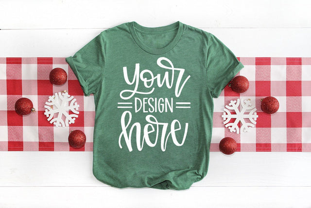 Christmas Shirt Mock-up, Green holiday shirt mockup, bella canvas Mock Up Photo Lettered by Stephanie 