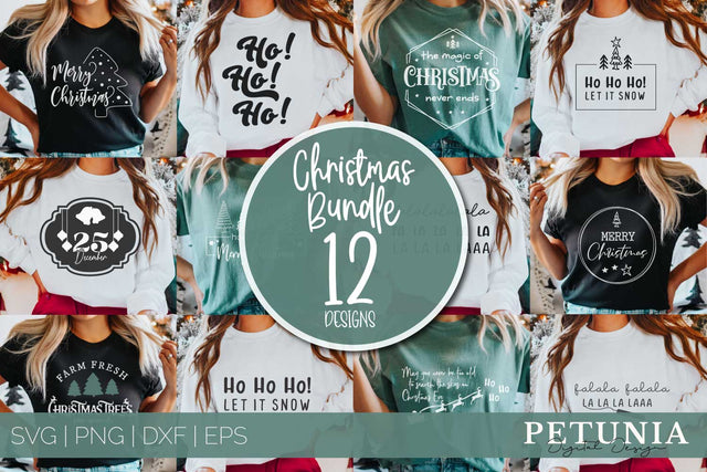 Christmas Shirt SVG Bundle Christmas SVG Bundle 12 Designs SVG Petunia Digital Design 