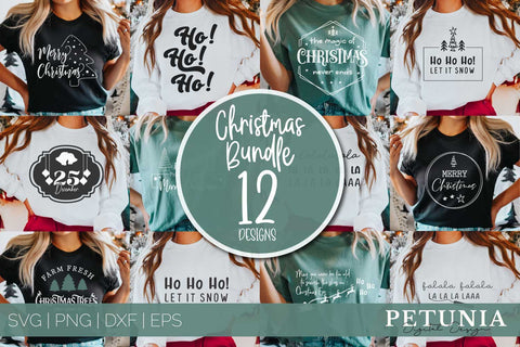 Christmas Shirt SVG Bundle Christmas SVG Bundle 12 Designs SVG Petunia Digital Design 