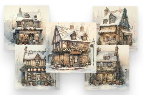 Christmas Shop Backgrounds - Winter Digital Scrapbook Paper Sublimation BijouBay 