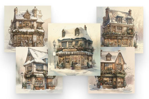 Christmas Shop Backgrounds - Winter Digital Scrapbook Paper Sublimation BijouBay 