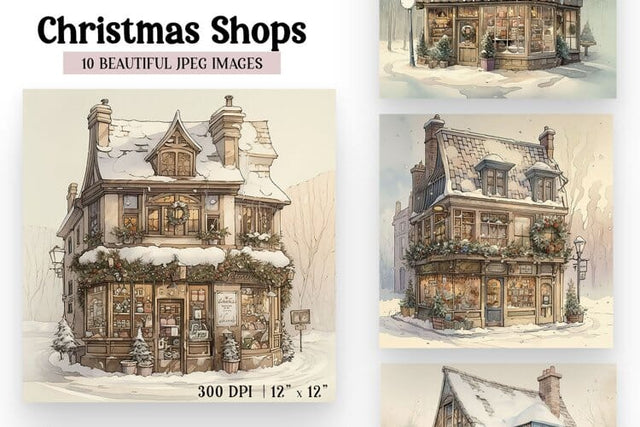 Christmas Shop Backgrounds - Winter Digital Scrapbook Paper Sublimation BijouBay 