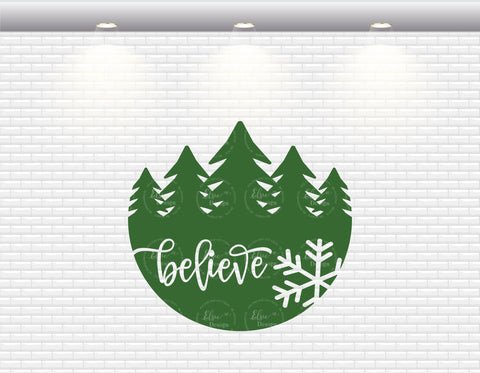 Christmas Sign - Believe - SVG, PNG, DXF, EPS SVG Elsie Loves Design 