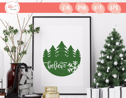 Christmas Sign - Believe - SVG, PNG, DXF, EPS SVG Elsie Loves Design 