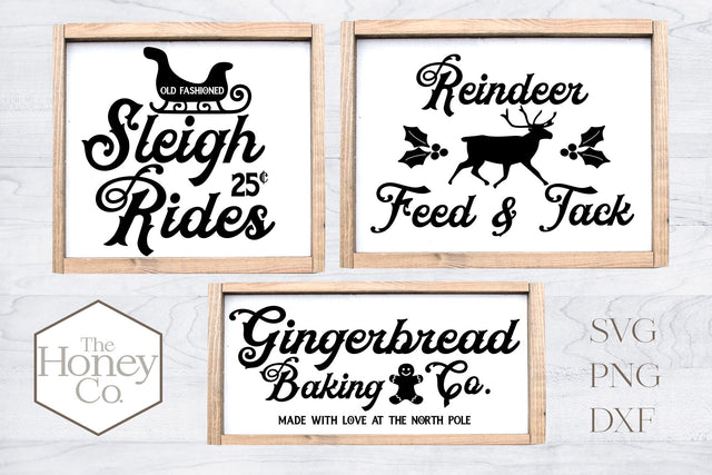 Christmas Sign Bundle SVG DXF PNG Laser Cut Files SVG The Honey Company 