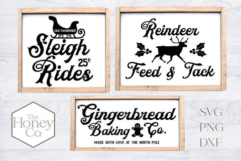 Christmas Sign Bundle SVG DXF PNG Laser Cut Files SVG The Honey Company 
