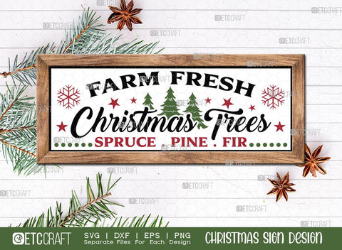 Christmas Sign Bundle Vol-06 | Farm Fresh Christmas Trees Svg | Santa's Workshop Svg | St. Nicks Bed And Breakfast Svg | Merry Christmas To All Svg | Christmas Wood Sign SVG ETC Craft 
