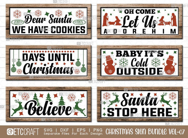Christmas Sign Bundle Vol-07 | Dear Santa We Have Cookies Svg | Believe Svg | Santa Stop Here Svg | Baby It's Cold Outside Svg | Christmas Wood Sign SVG ETC Craft 