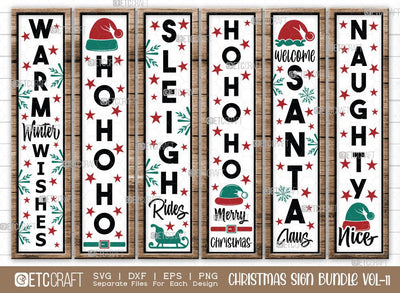 Christmas Sign Bundle Vol-11 | Ho Ho Ho Svg | Naughty Nice Svg | Sleigh Rides Svg | Warm Winter Wishes Svg | Christmas Wood Sign SVG ETC Craft 