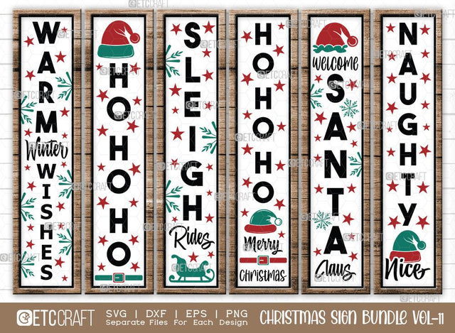Christmas Sign Bundle Vol-11 | Ho Ho Ho Svg | Naughty Nice Svg | Sleigh Rides Svg | Warm Winter Wishes Svg | Christmas Wood Sign SVG ETC Craft 