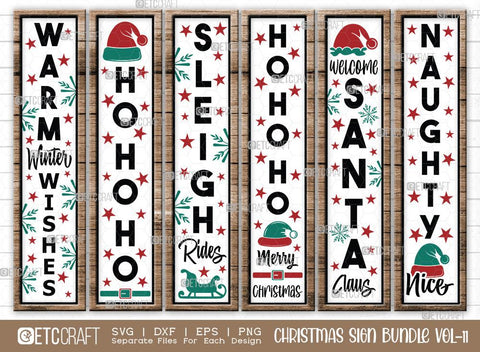Christmas Sign Bundle Vol-11 | Ho Ho Ho Svg | Naughty Nice Svg | Sleigh Rides Svg | Warm Winter Wishes Svg | Christmas Wood Sign SVG ETC Craft 