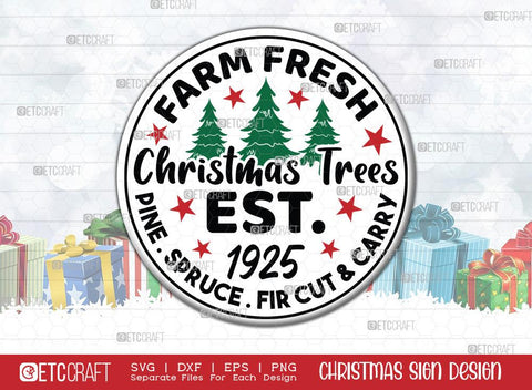 Christmas Sign Bundle Vol-15 | Farm Fresh Christmas Trees Svg | Santa's Workshop Svg | St. Nicks Bed And Breakfast Svg | Merry Christmas To All Svg | Christmas Wood Sign SVG ETC Craft 