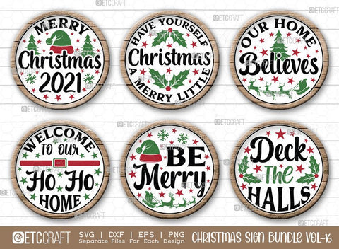Christmas Sign Bundle Vol-16 | Merry Christmas 2021 Svg | Our Home Believes Svg | Be Merry Svg | Deck The Halls Svg | Christmas Wood Sign SVG ETC Craft 