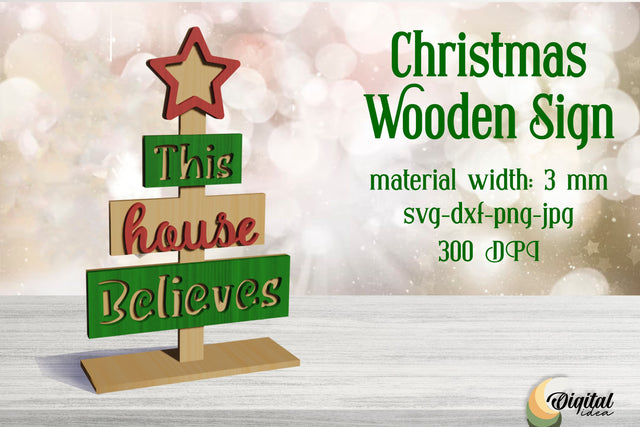 Christmas Sign Lasercut. 3D Christmas Wooden Sign Laser Cut. SVG Evgenyia Guschina 