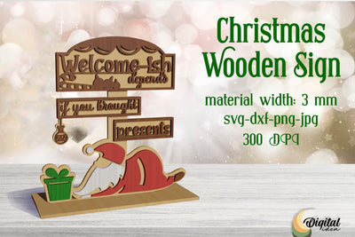Christmas Sign Lasercut. 3D Christmas Wooden Sign Laser Cut. SVG Evgenyia Guschina 