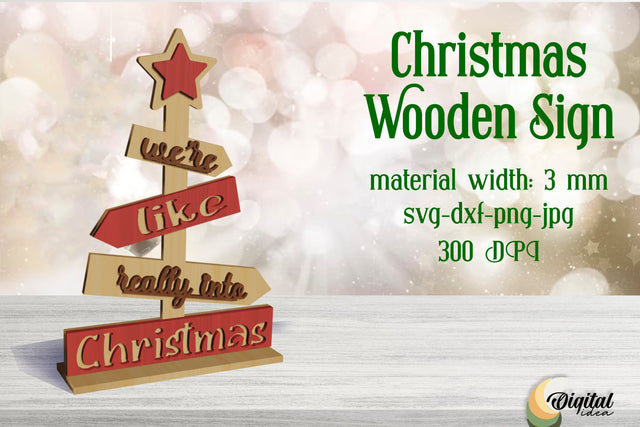 Christmas Sign Lasercut. 3D Christmas Wooden Sign Laser Cut. SVG Evgenyia Guschina 