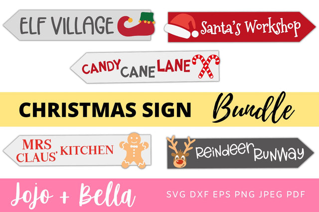 Christmas Sign Post for Laser Cutting and Cricut, Christmas sign svg, Glowforge svg, Santas Workshop SVg, Mrs Claus Kitchen SVG, welcome sign svg, Christmas decor, Svg Files For Cricut, Sublimation, Silhouette, Iron On and Print SVG Jojo&Bella 