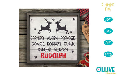 Christmas Sign Reindeer Names SVG SVG Ollive Studio 