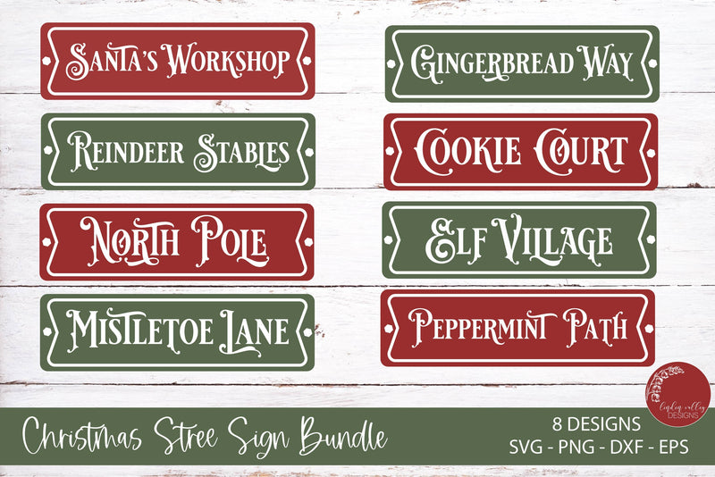 Christmas Sign SVG Bunble-Vintage Street Sign SVG Bundle SVG Linden Valley Designs 