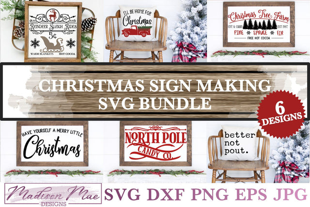 Christmas Sign SVG Bundle - 6 Christmas Sign Designs SVG Madison Mae Designs 