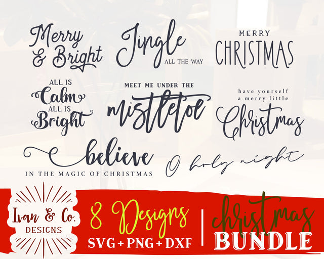 Christmas Sign SVG Bundle | Farmhouse Sign Svg | Christmas Svg | Commercial Use | Digital Cut Files | DXF PNG (2022b0204) SVG Ivan & Co. Designs 