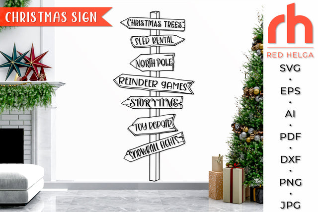 Christmas Sign SVG - Winter Decor Cut File SVG RedHelgaArt 