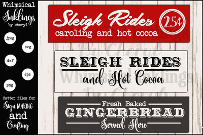 Christmas Sign Trio SVG Set SVG Whimsical Inklings 