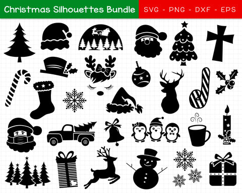 Christmas Silhouette Bundle Svg, Christmas Svg Bundle, Christmas ...