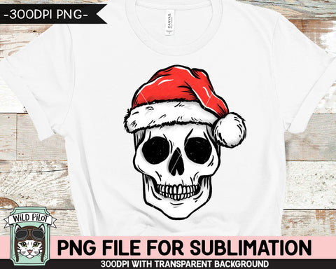 Christmas Skull SUBLIMATION design PNG, Christmas Skull png file, Christmas sublimation download, Skull Santa Hat Sublimation, Santa Skull png file Sublimation Wild Pilot 