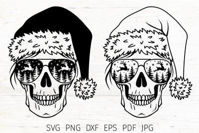 Christmas skull svg, Skull Santa SVG, Christmas SVG mom life SVG Digital Rainbow Shop 