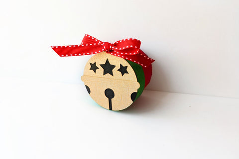 Christmas Sleigh Bell Round Gift Box SVG 3D Paper Risa Rocks It 