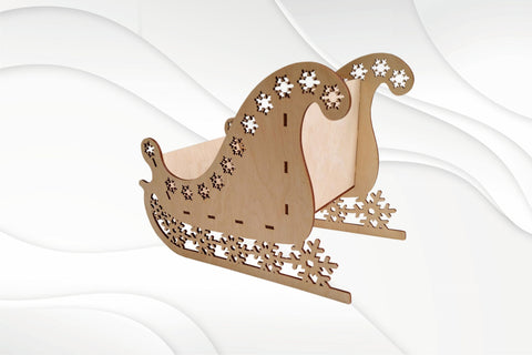 Christmas sleigh snowflake, laser cutting design. Glowforge svg drawing. SVG VectorBY 